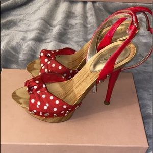 Guess Pin-Up Vintage Wooden Sandals with ankle strap